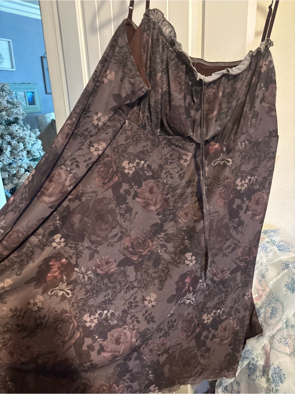 SHEIN Floral Mini Dress in Brown and Mauve